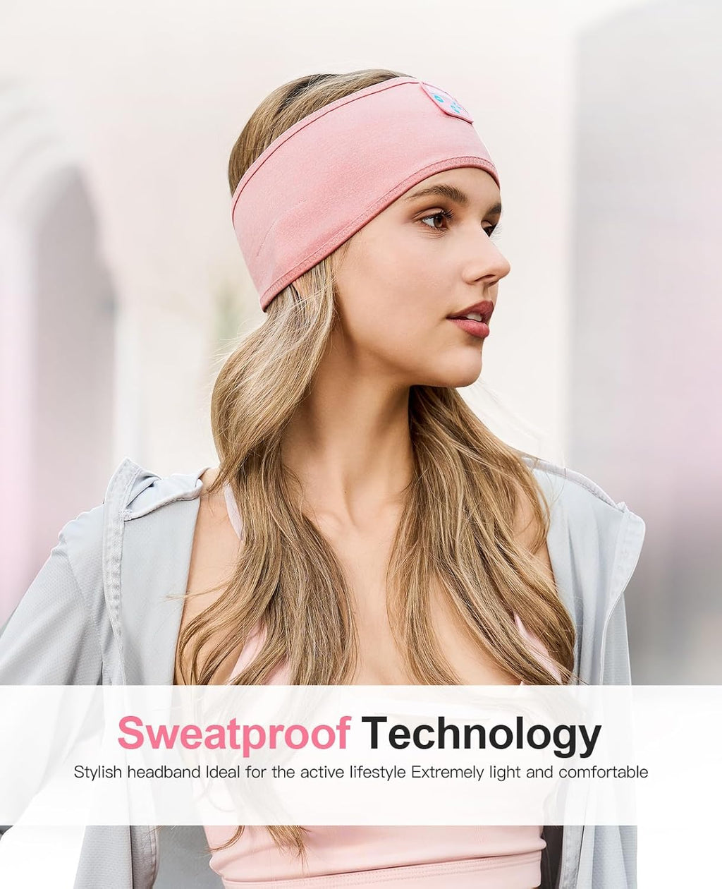 Sleep Headphones Wireless, Bluetooth Sports Headband Headphones with Ultra-Thin HD Stereo Speakers Perfect for Sleeping,Workout,Jogging,Yoga,Insomnia, Air Travel, Meditation (Bright Pink)