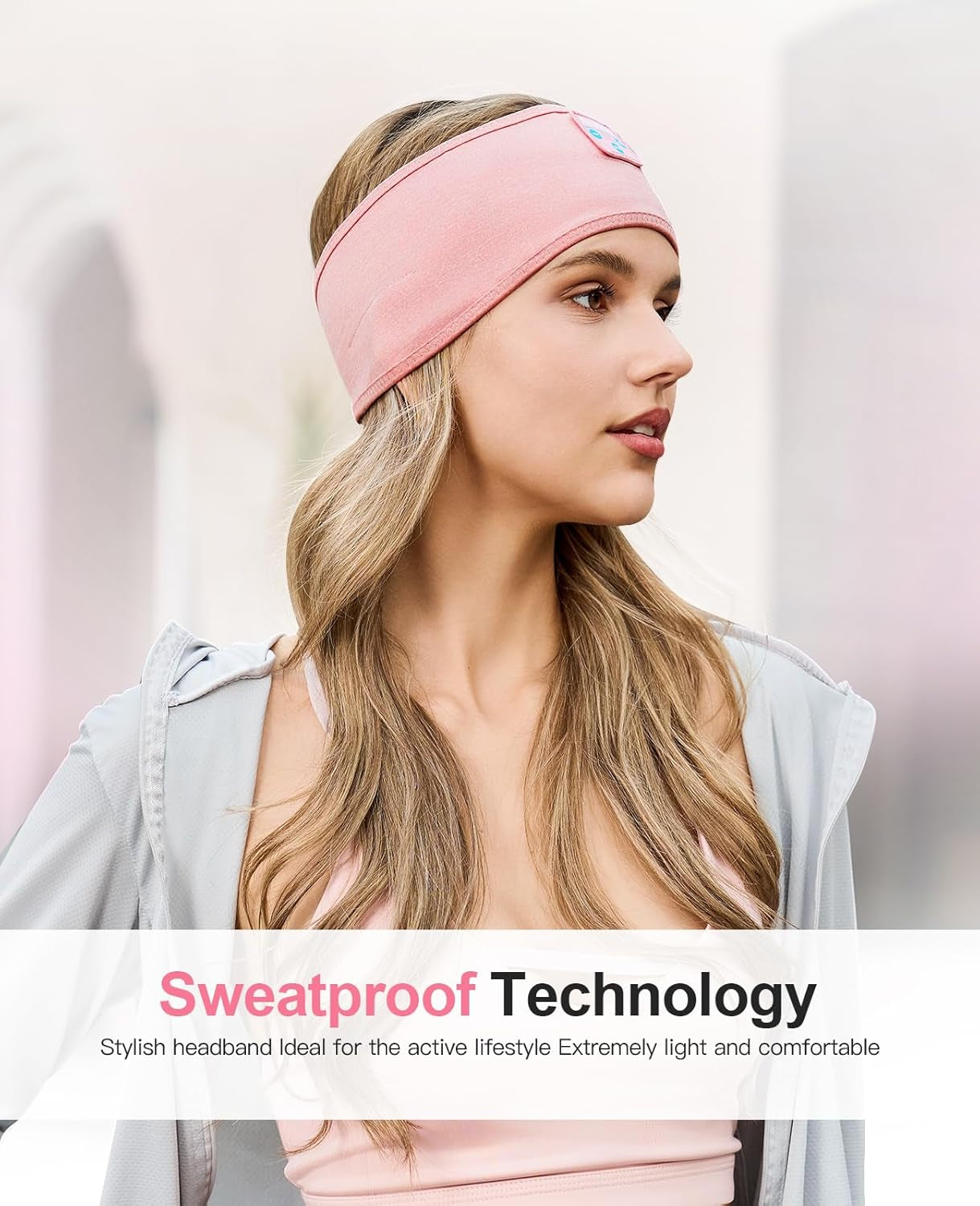 Sleep Headphones Wireless, Bluetooth Sports Headband Headphones with Ultra-Thin HD Stereo Speakers Perfect for Sleeping,Workout,Jogging,Yoga,Insomnia, Air Travel, Meditation (Bright Pink)