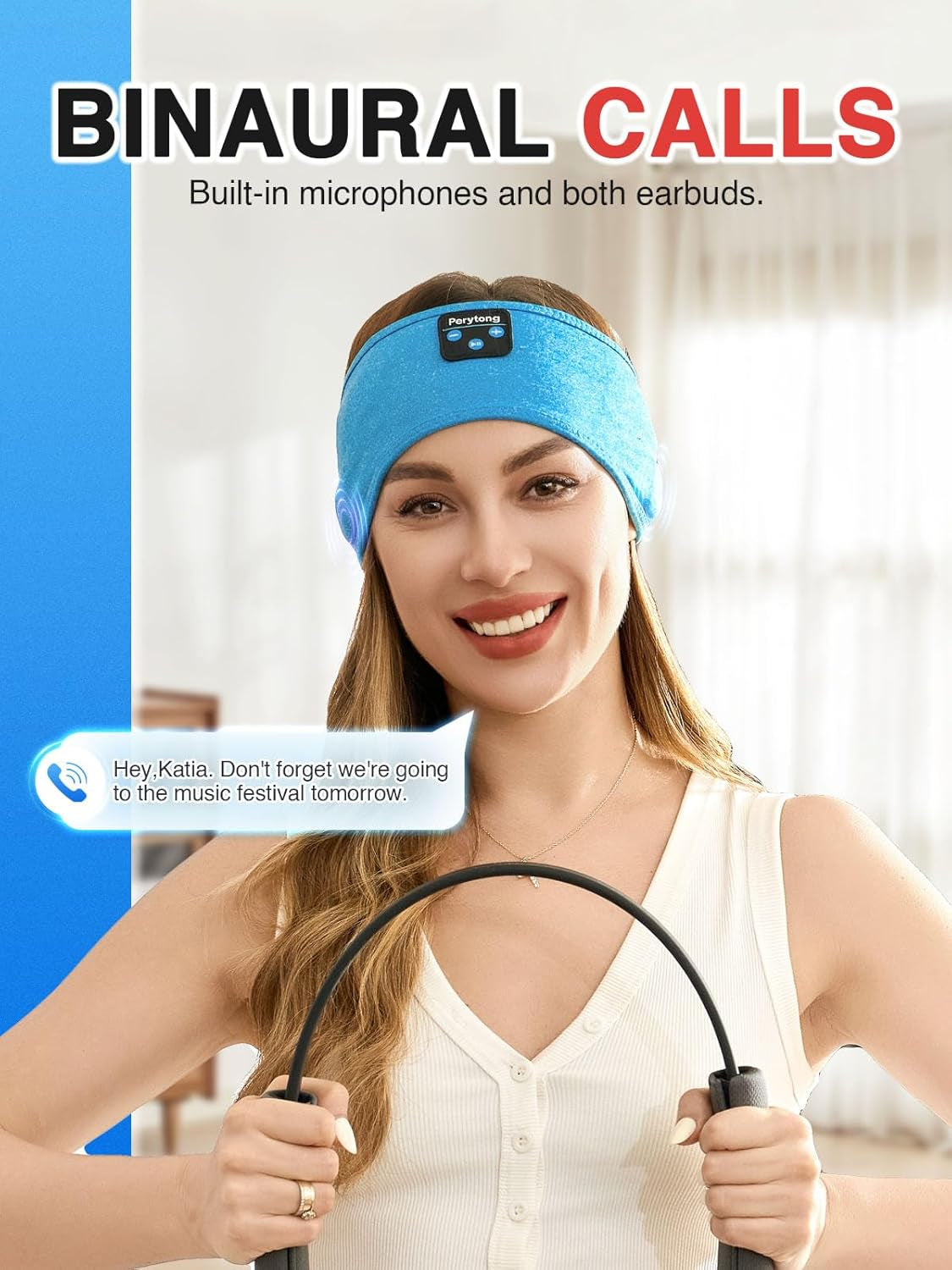 Sleep Headphones Wireless, Bluetooth Sports Headband Headphones with Ultra-Thin HD Stereo Speakers Perfect for Sleeping,Workout,Jogging,Yoga,Insomnia, Air Travel, Meditation (Azure)