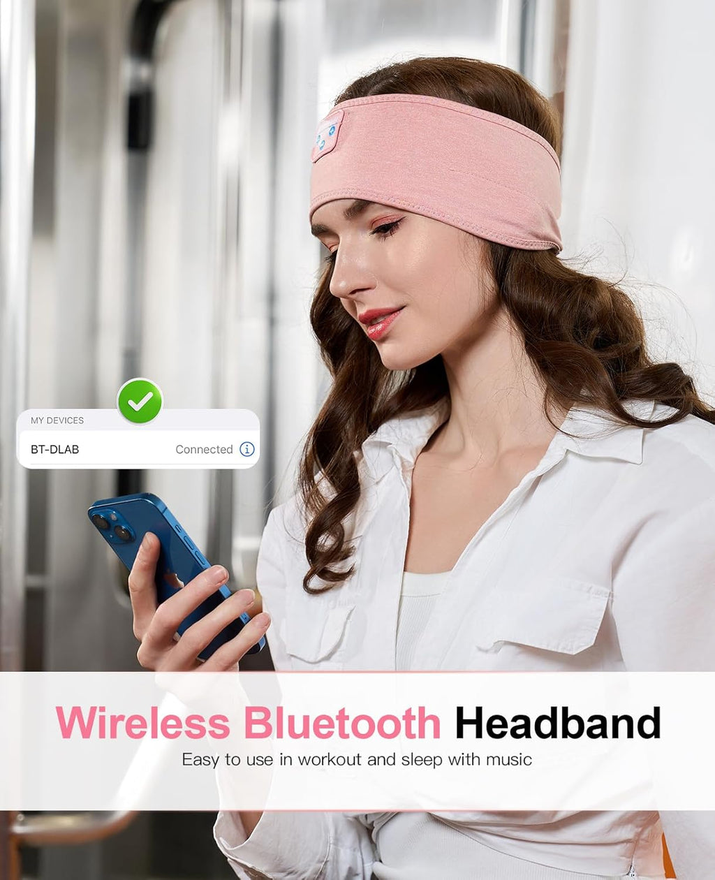 Sleep Headphones Wireless, Bluetooth Sports Headband Headphones with Ultra-Thin HD Stereo Speakers Perfect for Sleeping,Workout,Jogging,Yoga,Insomnia, Air Travel, Meditation (Bright Pink)