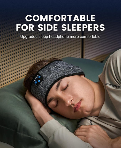 Sleep Headphones Wireless, Bluetooth Sports Headband Headphones with Ultra-Thin HD Stereo Speakers Perfect for Sleeping,Workout,Jogging,Yoga,Insomnia, Air Travel, Meditation (Blackgrey)