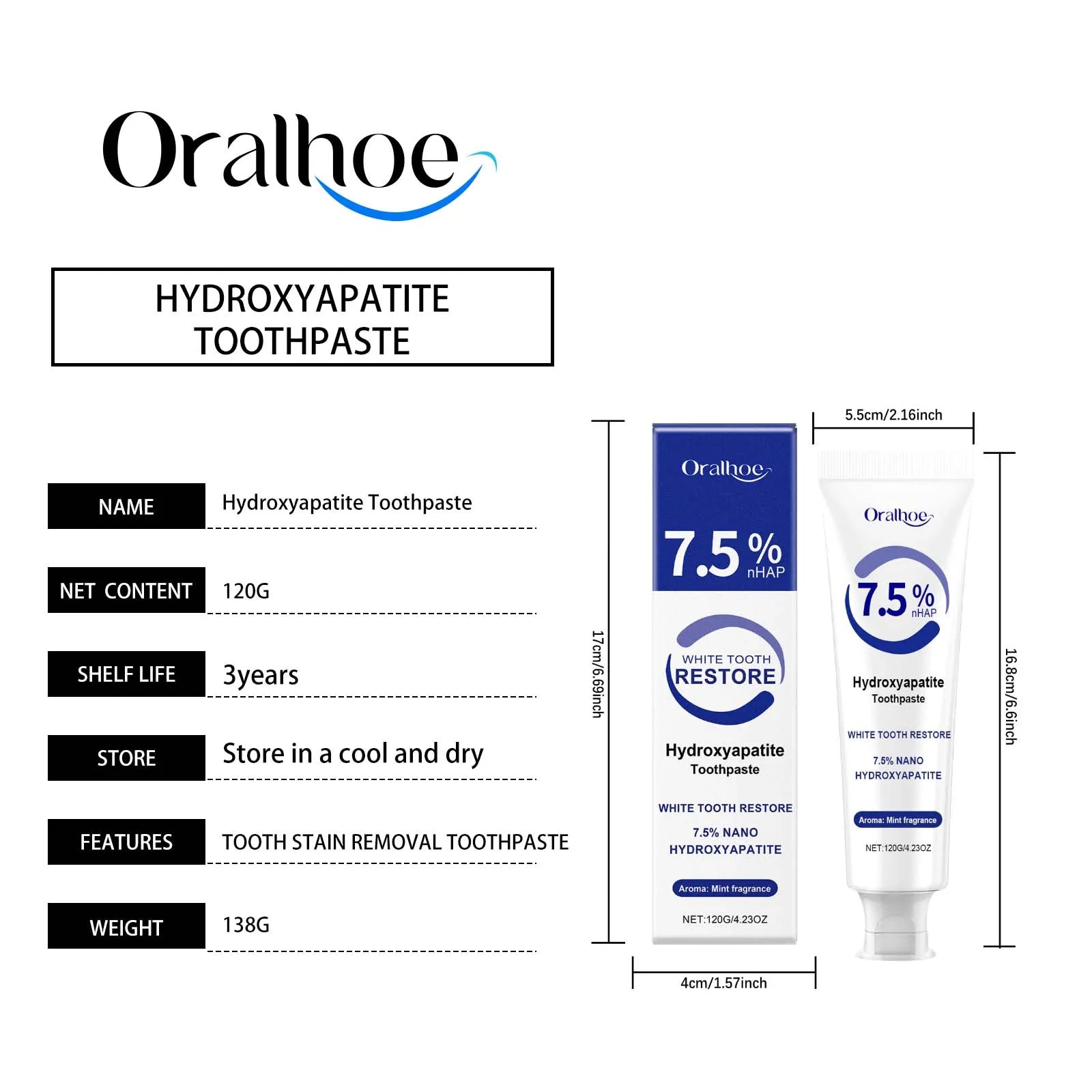 Dream Tune Smile Hydroxyapatite Toothpaste 120g – Whitening & Enamel Repair
