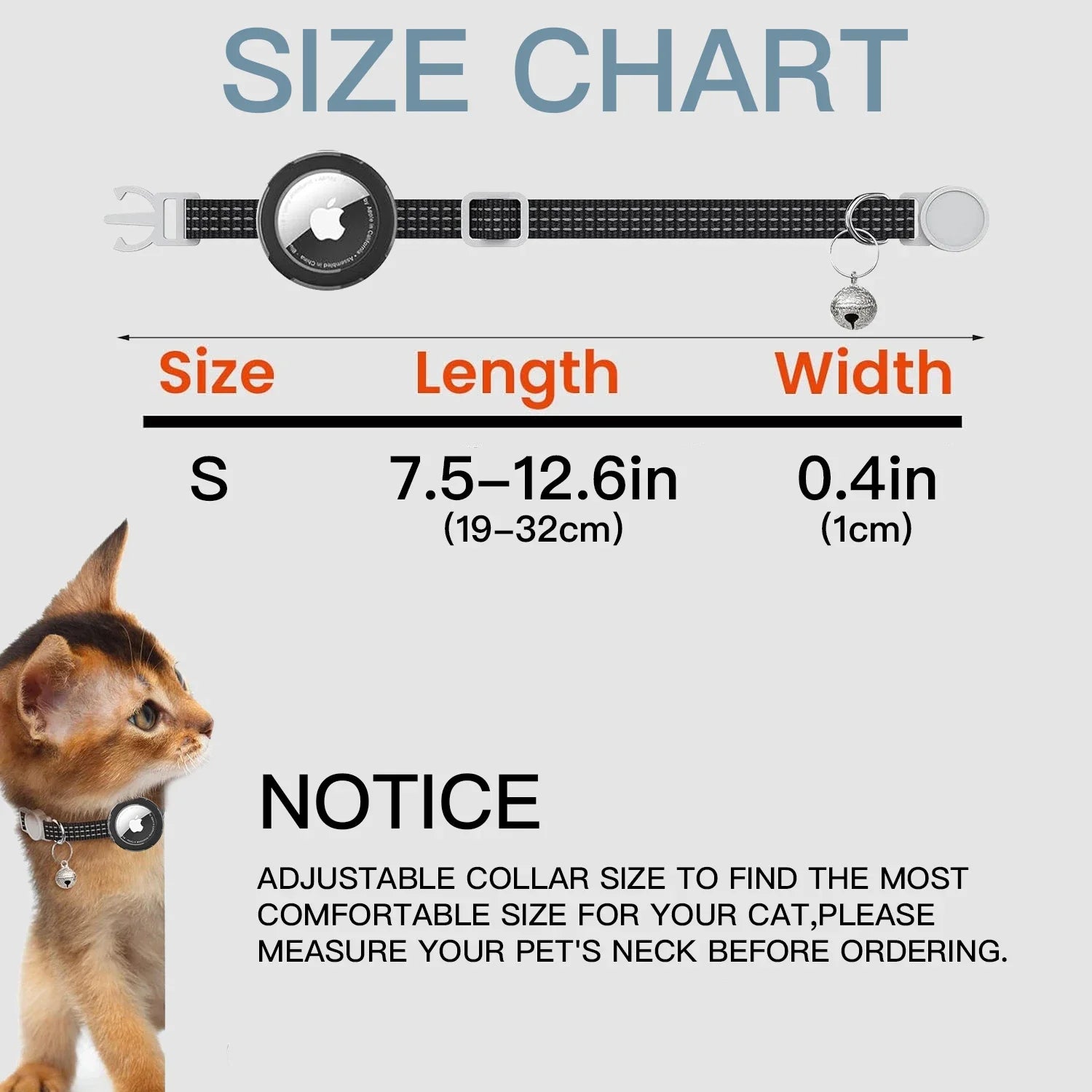 Dream Tune Purr Reflective Breakaway Cat Collar with AirTag Case