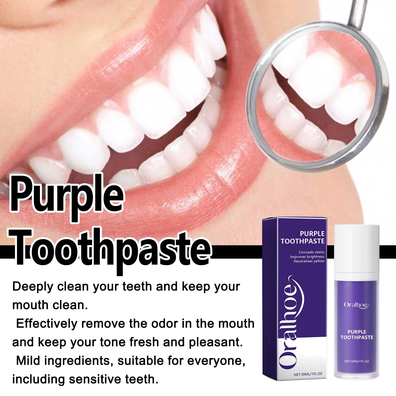 Dream Tune Smile Purple Whitening Toothpaste 50g – 3-Day Stain Removal & Plaque Reduction