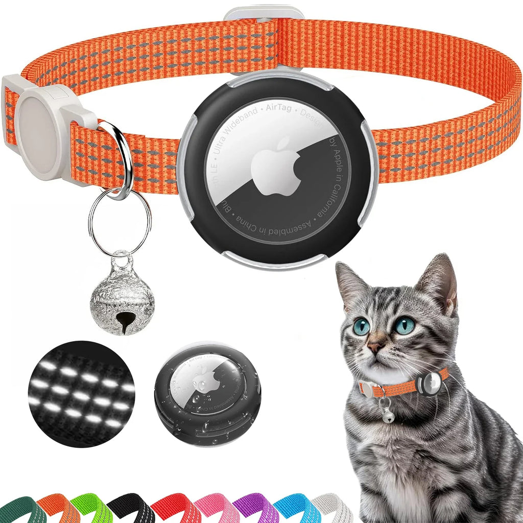 Dream Tune Purr Reflective Breakaway Cat Collar with AirTag Case