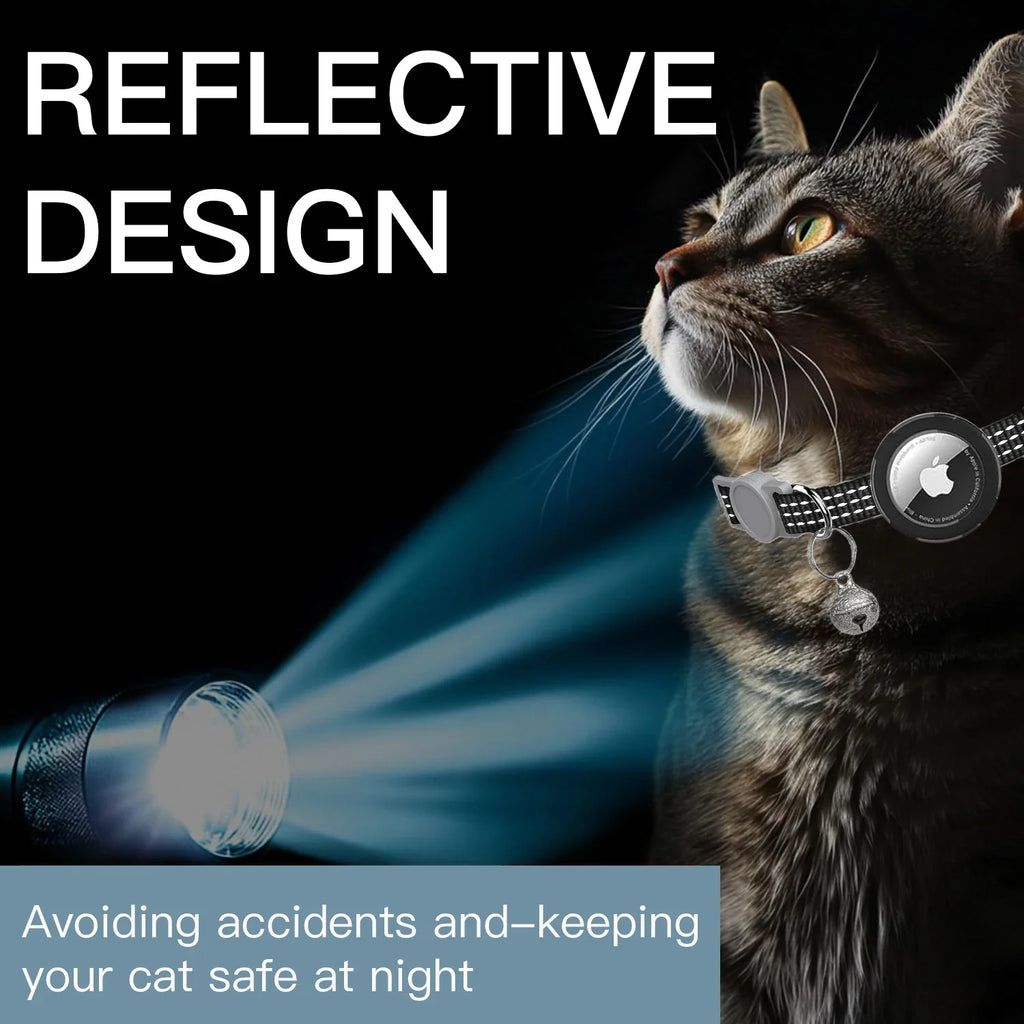 Dream Tune Purr Reflective Breakaway Cat Collar with AirTag Case