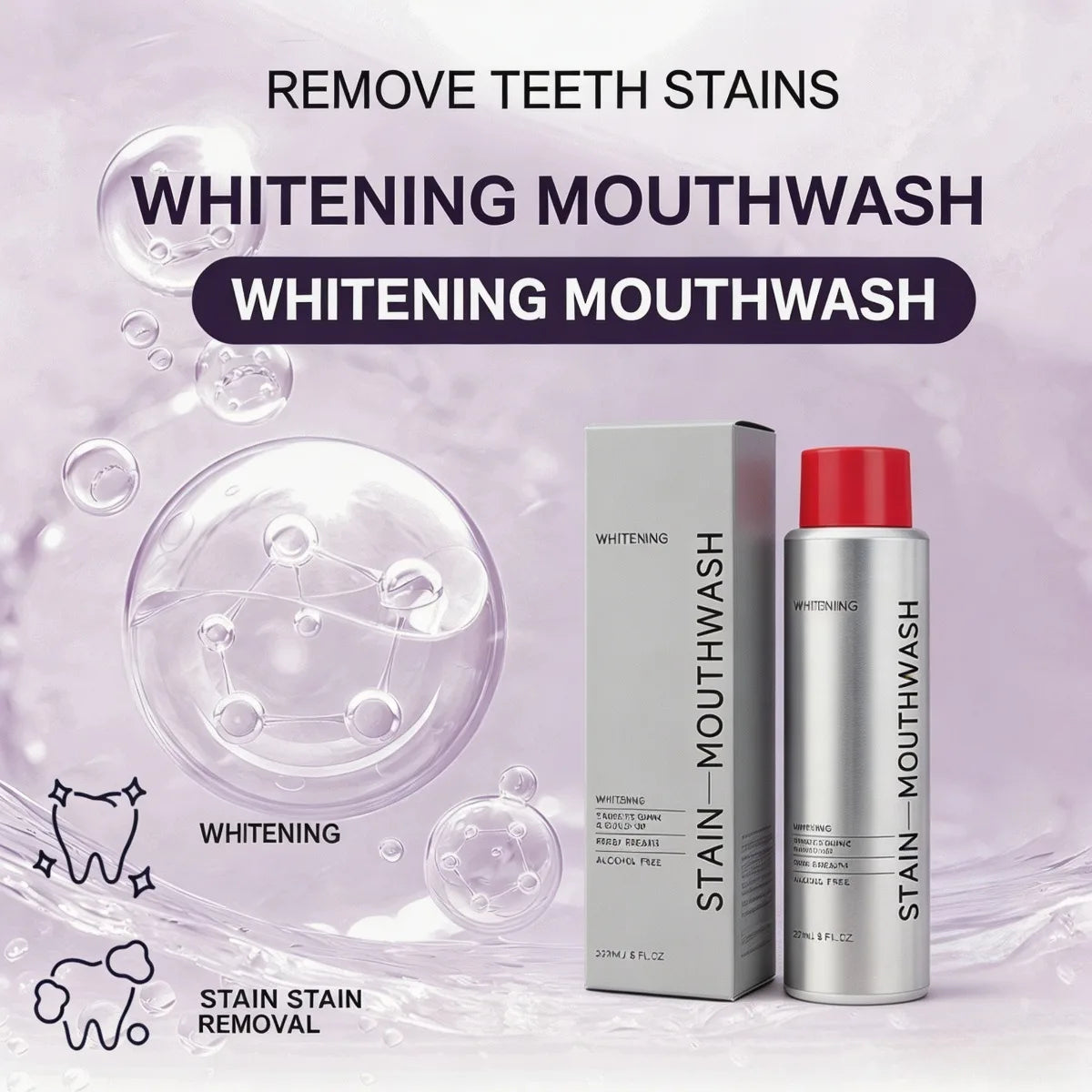 Dream Tune Smile Alcohol-Free Whitening Mouthwash 237ml – Stain Removal & Fresh Breath