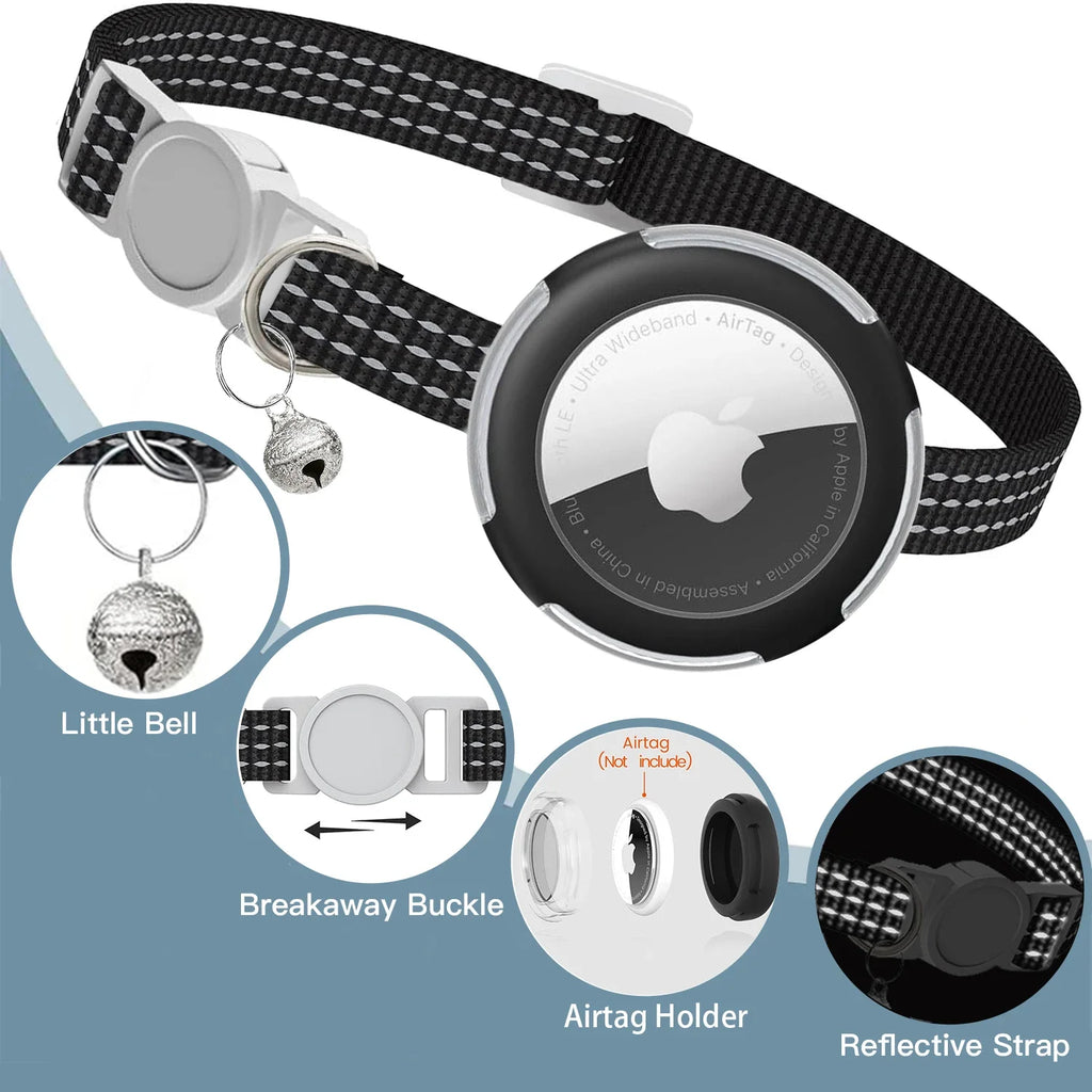 Dream Tune Purr Reflective Breakaway Cat Collar with AirTag Case