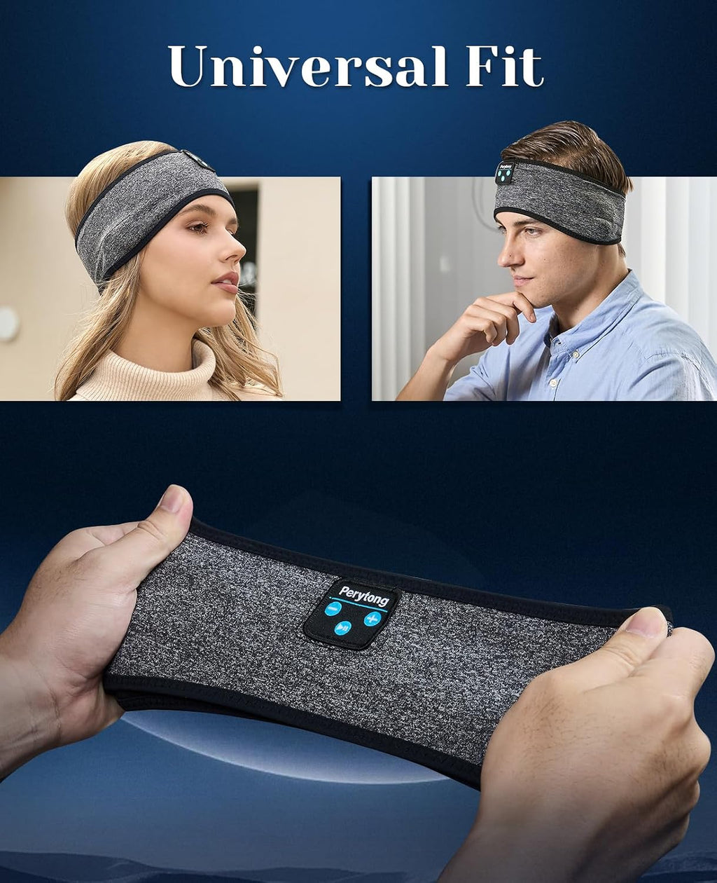 Sleep Headphones Wireless, Bluetooth Sports Headband Headphones with Ultra-Thin HD Stereo Speakers Perfect for Sleeping,Workout,Jogging,Yoga,Insomnia, Air Travel, Meditation (Blackgrey)