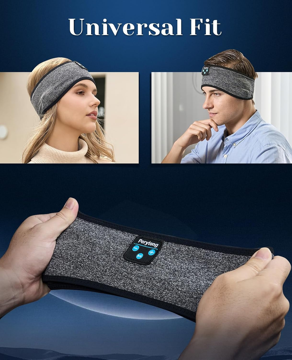 Sleep Headphones Wireless, Bluetooth Sports Headband Headphones with Ultra-Thin HD Stereo Speakers Perfect for Sleeping,Workout,Jogging,Yoga,Insomnia, Air Travel, Meditation (Blackgrey)