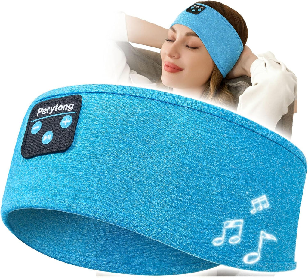 Sleep Headphones Wireless, Bluetooth Sports Headband Headphones with Ultra-Thin HD Stereo Speakers Perfect for Sleeping,Workout,Jogging,Yoga,Insomnia, Air Travel, Meditation (Azure)